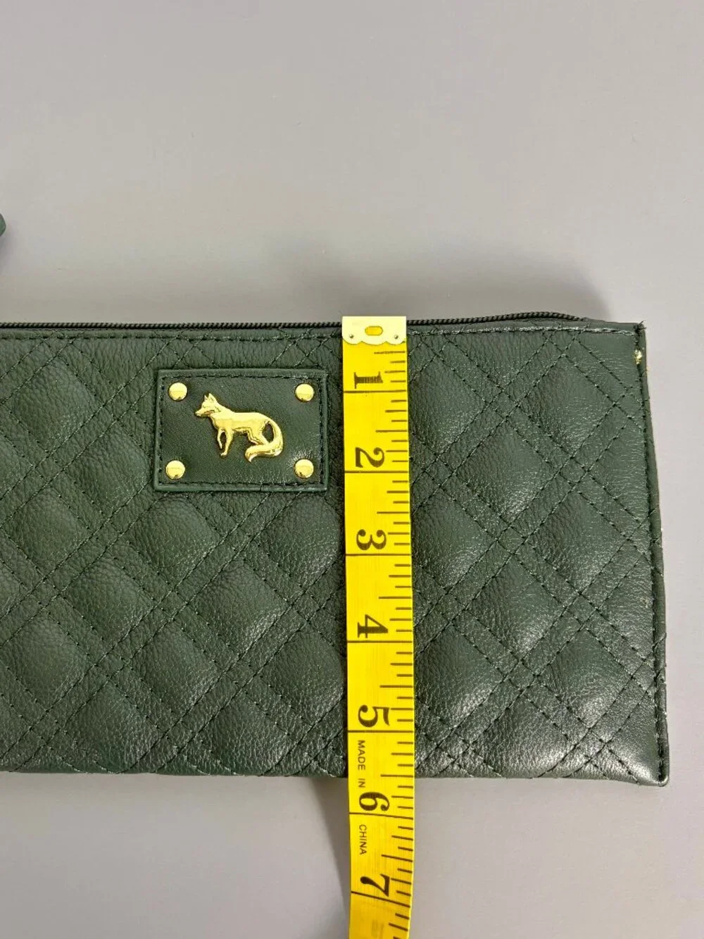 Emma Fox Genuine Leather Quilted Wristlet Clutch Pine Green NWT Zip Pouch - Picture 8 of 10